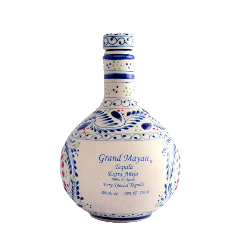 Empty Grand Mayan Tequila Ceramic, Hand Painted from Mexico.